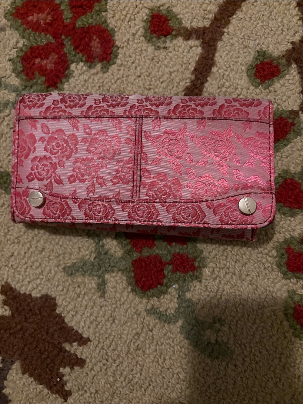 Pink Floral Jacquard Wallet - Unbranded